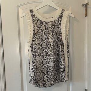 Cinq à Sept Black and White Snakeskin Blouse